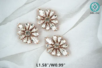(100PC) Mali cvijet oblik kristal gorski kristal oblog rose gold kuglice krpa i pribor za haljine i cipele WDD1002