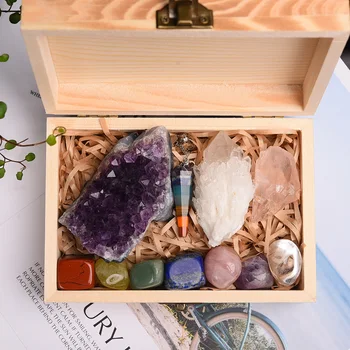 11шт Prirodni Ametist Klaster Quartz Crystal Mineralni Uzorak Ljekovita Kamenje Gruba Rude Sedam čakri terapija kamen, drvena poklon