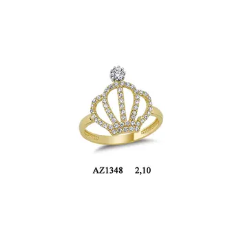 14K Solid Gold Crown Design Ladies Ring