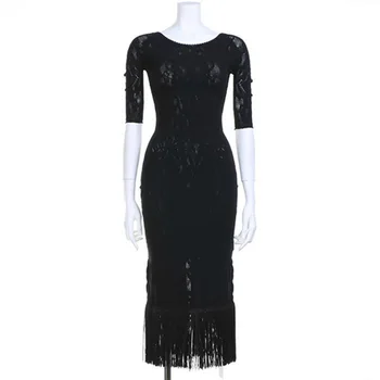 2018 New Pattern Woman Lading Dance Adult Half Sleeve Dress Tassels Lace Practice Serve Performance Come Odjeca W18047