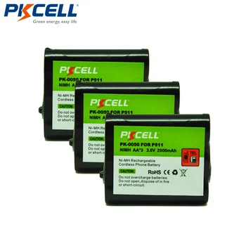 3pcs PKCELL baterija baterija baterija baterija baterija Telefona 3.6 V 2000mAh NiMH za Panasonic P-P511 HHR-P402 ER-P511 CPB-487
