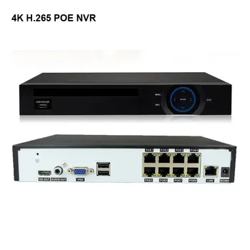 4k Ultra HD POE NVR video recorder Onvif H. 265 48V IP Kamera CCTV Sustav P2P Mrežna Kamera za video nadzor, 4CH int 8CH
