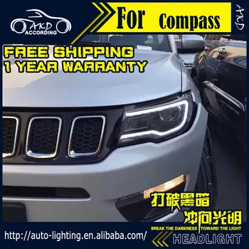 AKD Auto-Stil Glavu Lampa za Jeep Compass Svjetla 2017-2018 Sve Nove Kompasi LED Svjetla H7 D2H Hid Bi Xenon Beam