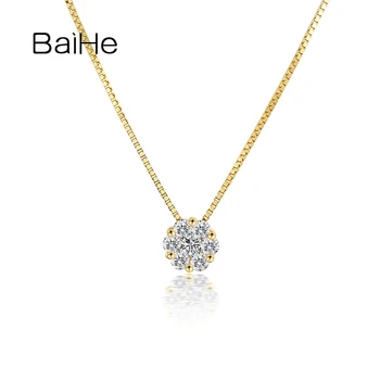 BAIHE Solid 18K Bijelo/Žuta/Rose Gold 0.20 ct H/SI Prirodni Dijamanti Okrugli Ogrlice Ženski Modni Nakit za Vjenčanje Vjenčanje