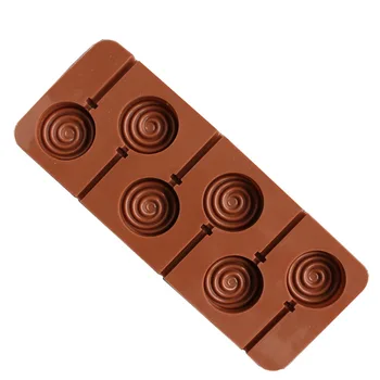 Besplatna dostava Lizalica kalup silikonska forma 6 letvica u krugovima DIY čokolada oblik kocka leda kalup dolazi s plastičnim klinom
