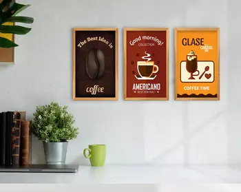 BK Home Coffee Design Decorative 3'lü Retro Wood Tablo-3