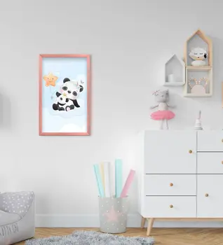 BK Home Sweet Pandas Design Dekorativni Pink Drveni Okvir Dječja Soba Tablo-2