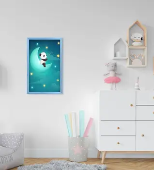 BK Panda Home Design Dekorativni Plavi Drveni Stalak Za Dječju Sobu Tablo-1