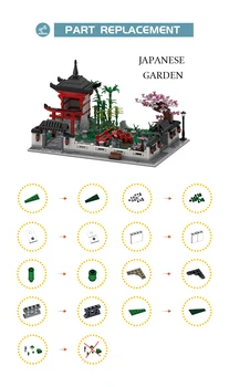 Buildmoc Kreativno Arhitektura Japan Vrtna Biljka Cvijeće 1673 kom. MOC Model Gradivni Blokovi Igračke za Djecu DIY Igračka Baby Darove
