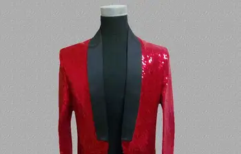 Crvene šljokice sportska jakna muška duga odijela dizajn jakne muške сценические kostime za pjevača odjeća dance zvijezda stil haljina punk rock