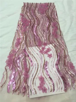 Cvjetne čipke tkanina Glod guangzhou svadbeni tulle tkanine, čipke, s ružičastim, 3D šljokicama chantilly cvjetne čipke tkanina u Dubai za vjenčanica