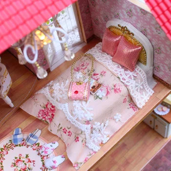 DIY Velika Drvena Kućica za lutke je Minijaturna Kuća Lutaka Model Postavlja PRINCEZA VIKENDICA Plišani Kuća Casa Rođendan Djevojka Božićni Poklon