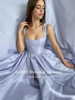 Eightale Silver Prom Dresses Corset Scoop Boning Top Long Evening Dress Side Split Girl Party Dress Celebrity Dress Simple 2022