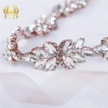 FZD Veleprodaja 10 Metara Šivanje Rhinestones crystal Perle Oblog Rose gold ukrasi za Vjenčanice Uređenje Zone i Pojasevi