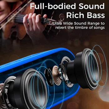 Glasan Zvučnik Bluetooth, Vanjski Armirano IPX7 Vodootporan Prijenosni Zvučnik S s Bogatim Bas Zvučnik Soundbar(plava)