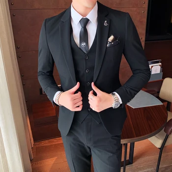 (Jakna+Prsluk+Hlače) 2021 Novi Trendi Kostim Muškarci Rever Stana Slim Fit Smoking Blazer Setovi Mladoženja Za Vjenčanje Maturalnu Večer Haljina