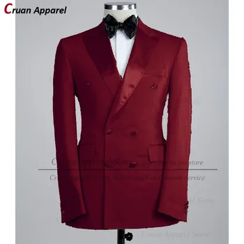 (Jedan Blazer) Brand Luksuznih Bordo - crvena Muška sportska jakna Slim Fit Mladoženje Groom College Večera Vjenčanja Odijelo Jakna Novi Posao Kaput Vrhovima