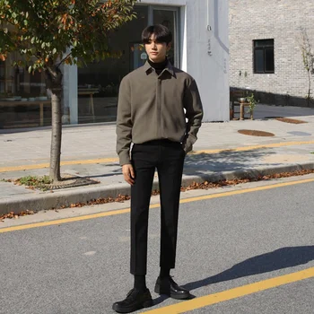 Jesenje Nove muške korejski Slim Fit Ravne cijevi Non Iron Suit Hlače Svakodnevne Muške Poslovne Hlače dužine do gležnja 9Y5534