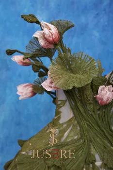 JUSERE FASHION SHOW Zeleni Kratki Večernja Haljina S Izvezenim 3D lotosov Cvijet Dužine Do Koljena S Otvorenim Ramenima Večernje Haljine vestido
