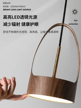 Kineski Luksuzni Moderni Drveni Zrna Viseće Svjetiljke Jednostavan Led Privjesak Downlight Art Dekor Glavna Spavaća Soba Noćni Lampe Restoran Studija