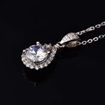 Kkmall Shop Cijele 2.00 ct D VVS Kapi vode oblik Nosača Luksuzni Ovjes Nakit Djevojka Dar 925 Srebro ogrlice