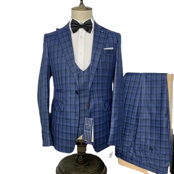 Kockice odijelo gospodo proljetnih i jesenskih modela 2021 novi trodijelno odijelo muško odijelo stana ovratnik poslovna muška odjeća