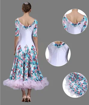 Lady Ballroom Dance Competition Dresses Standard Tango Ples Costumes Female Diamond Luminous Fox Trot Dance Dress D-0127