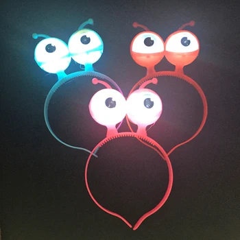 Led party 24 kom./lot Glow Party Supply Halloween New Cool Alien Eyes Ears Light Headbands Flashing Led Favors Decorations Hair