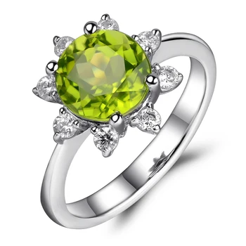 Leige Jewelry 925 Sterling Srebra Zelena Peridot Prsten Prirodni Dragulj Kolovoz Kamen Vjenčano Prstenje za Žene Fin Nakit