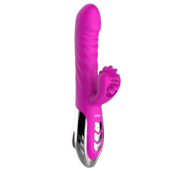 Leten Seksualna Igračka Dual Vibracioni G-Spot Dildo Vibrator Valjanje Lizati Jezik Maser Grijanje Klitoris Vibrator Seks-Igračke za Žene