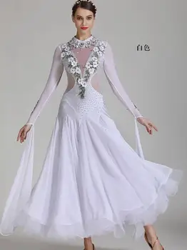 Loptu haljina djevojka loptu haljina žena natječaj valcer haljina gorski kristal kristal bijela S7035