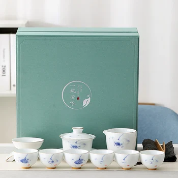 Luksuzni Cvjetni Čaj Kung-Fu Bijeli Keramički Čaj Gaiwan Putovanja Kineski Porculan Trpezarijski Setovi Juego De Te Teaware