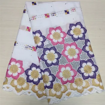 MODERAN STIL 5 metara afrički pamuk cvjetne čipke tkanina švicarski veo cvjetne čipke tkanina 2021 NOVA PAMUČNA ČIPKA za haljine TY1032