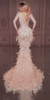 Modni Sjajna Dijamanata, Ružičaste Haljine s Perjem za Žene Kompletan Dug Veliki Rep Drag Queen Odijelo Prom Rođendan Slaviti Haljina
