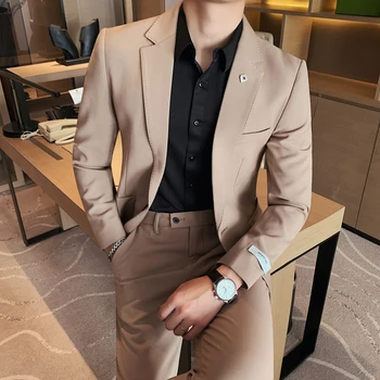 Muško Odijelo Na Jedan Preklopni 2021 Novi Proljetni Odijelo Odijelo Muško Poslovne Svakodnevni Modni Korejski Stil, Trend je Od Dva dijela Smoking Mladoženja