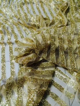 Najnovija zlatna boja, Afrička i Francuska neto cvjetne čipke Tkanina s sjaja Visoke Kvalitete SYJ-32567 Afrička svadbena Čipka cvjetne čipke Tkanina 5 metara