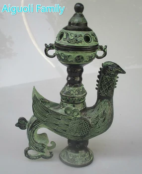 Naplativa 1 par Kineski brončani Velika Ptica iz tamjan plamenika /Home Decorated Metal censer