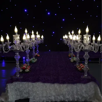Nice Table centerpiece 81cm Tall Acrylic 5-arms crystal LED lamp road lead Candle svijeća holder Wedding Decoration