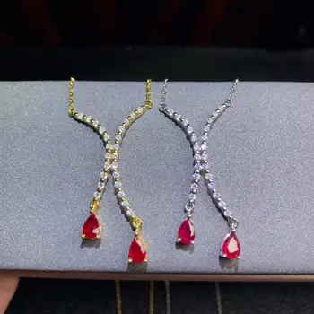 Nova moda crveni rubin je dragi kamen ogrlice za žene fin nakit prirodni dragulj rođendan, godišnjicu dar srebrna zlatna boja