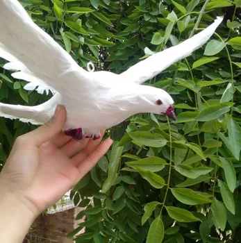Novi simulacija golubovi igračka leti bijeli simulacija golub lutka ptica dar oko 36x28 cm