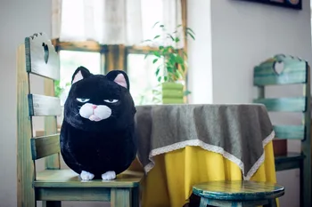 Novi veliki plišani crna mačka igračka kreativni fat mačka lutka dar oko 40 cm
