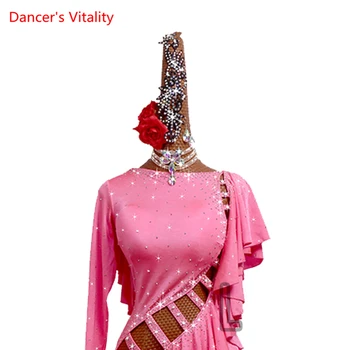 Odijela Za Latinoameričke plesove Natječaj Odijela Za Žene Odrasle Djece Prilagođene Šuplje Kićanka Haljina Professional Nastupa Suknja Odjeća Za Ples