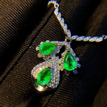 Ogrlica dragi kamen zelene изумруда LTP2 za žene sa srebrnim грациозным i karakterističnim
