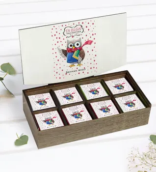 Personalizirani dizajn Nastavnici povijesti u drvenoj kutiji 24'lü, ako želite čokoladni poklon Seti-3