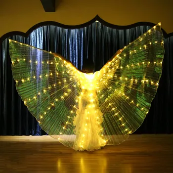 Ruoru Žene Trbušni Ples Rekvizite LED Isis Krilima Promjenjive Štapom Djevojke Plesne Krila Bijela Zelena Žuta Crvena Boja Rekvizite Krila