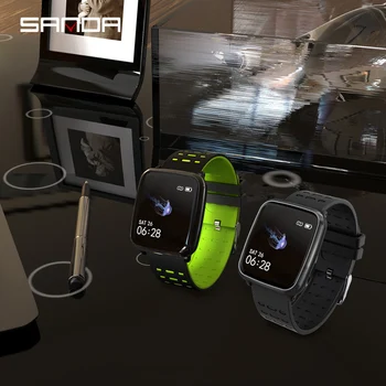 SANDA Fitness Tracker Smart Horloge Mannen Bluetooth ECG POENA Hartslag Bloeddruk Horloge Vrouwen Sportski Povez Smart horloge Band
