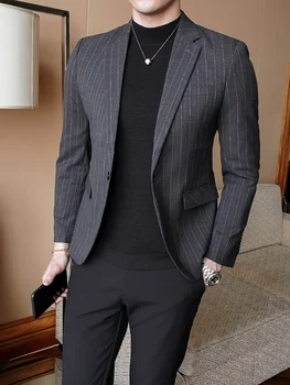 Siva Odijela za Muškarce Pametan Blazer Slim Fit Svečana Odijela Blazer Moderan Poslovni Casual Odijelo Homme Mariage Blazers BG50BS