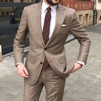 Slim Fit Muška Odijela za Vjenčanje 2 kom. Pojedinačni Nalog Smoking Mladoženja Jakna s Hlačama Novi Muški Modni Odijelo 2022