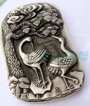 Starinski srebrni rezbarena kutija ručni rad QingDynasty,ljepota,slavina,Ručno oslikana obrt najbolja kolekcija i ukras
