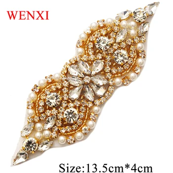 WENXI (30 kom) Prodaja na Veliko Rhinestones Aplicirano Šivati Za vjenčanicom Zona Transparentno Rose Gold Crystal DIY Vjenčanje Zona